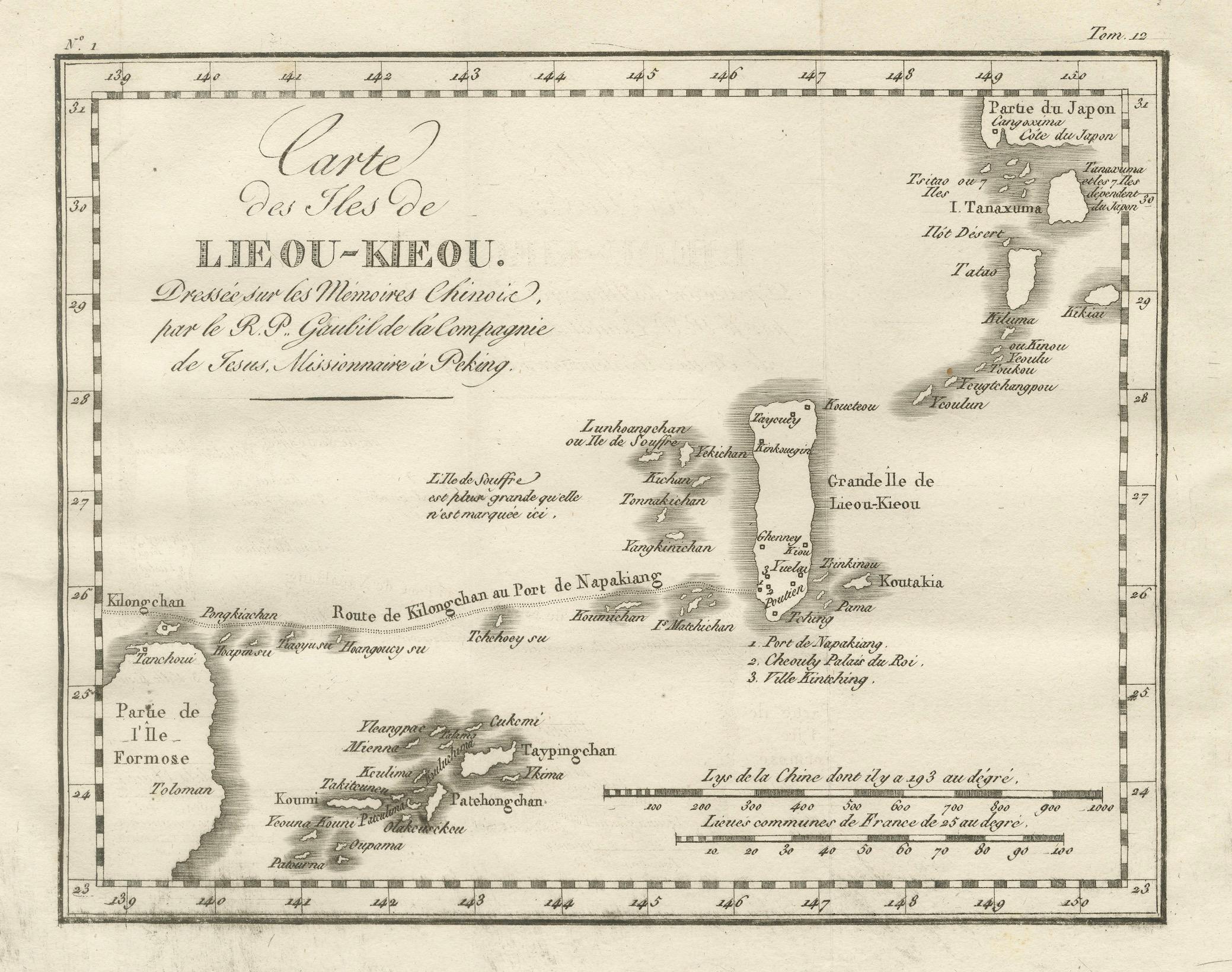 Antike Karte der Ryukyu-Inseln - Karte der Inseln von Lieou-Kieou, um 1760 im Angebot 1