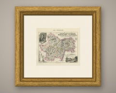 Antique Map of the Saone et Loire, Macon and Chalon, Vuillemin, circa 1860