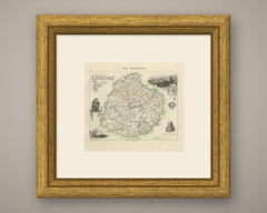 Antique Map of the Sarthe, Le Mans and the Jurist Denizot, circa 1860