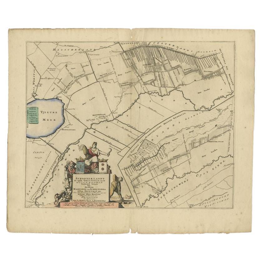 Antique Map of the Schoterland Township, Friesland by Halma, 1718 For Sale