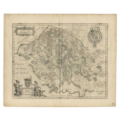 Antique Map of the Seine-et-Marne / Champagne Region by Janssonius, 1657