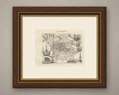 Antique Map of the Seine, Paris and its Suburbs, Vuillemin, circa 1860
