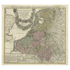 Carta geografica antica delle diciassette province di Homann Heirs, 1748