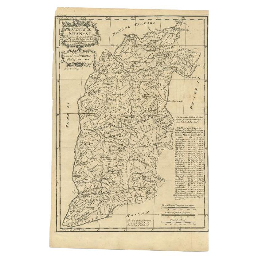 Antique Map of the Shanxi Province of China by Du Halde, 1738 For Sale