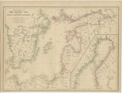 Antique Map of the Shores of The Baltic Sea by W. G. Blackie, 1859