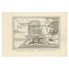 Antique Map of the Siege of Batavia by Van Schley 'c.1750'