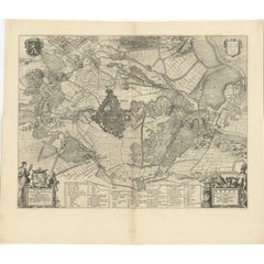 Antique Map of the Siege of Breda, City in the Netherlands by Blaeu, 1649
