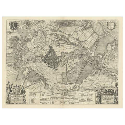 Antique Map of the Siege of Breda, City in the Netherlands by Blaeu, 1649