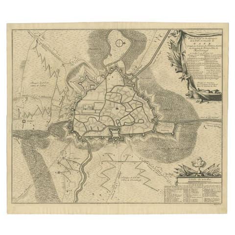 Antique Map of the Siege of Gent by Dumont, 1729