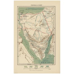 Antike Karte der Sinai-Halbinsel, '1895'