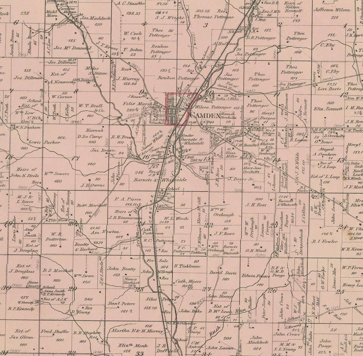 Antique Map of the Somers Township of Ohio by Titus, 1871