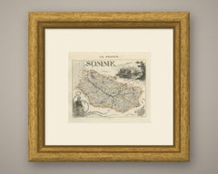 Antique Map of the Somme, Amiens and Abbeville, Vuillemin, circa 1860
