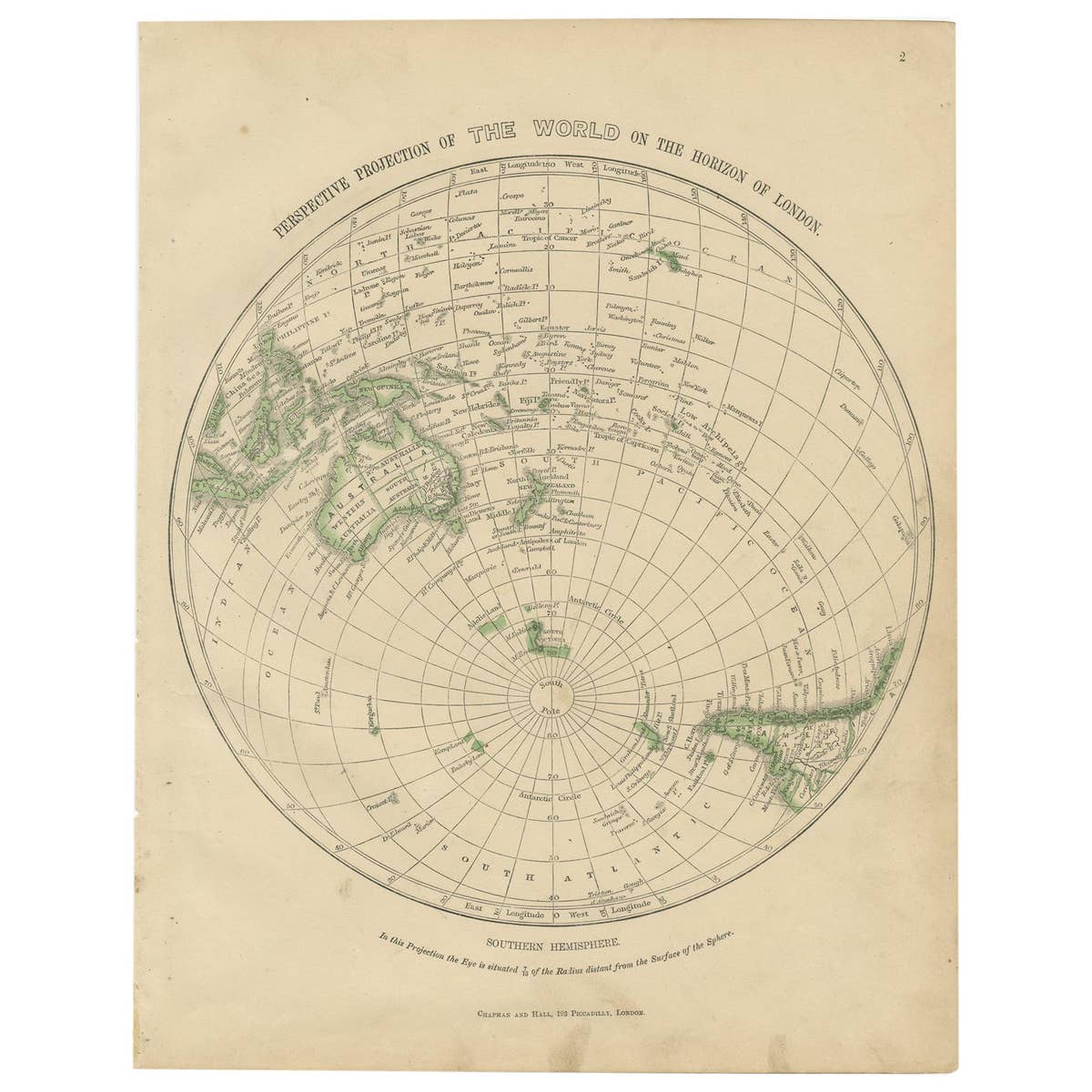 Antique Map of the Southern Hemipshere by Lowry '1852'