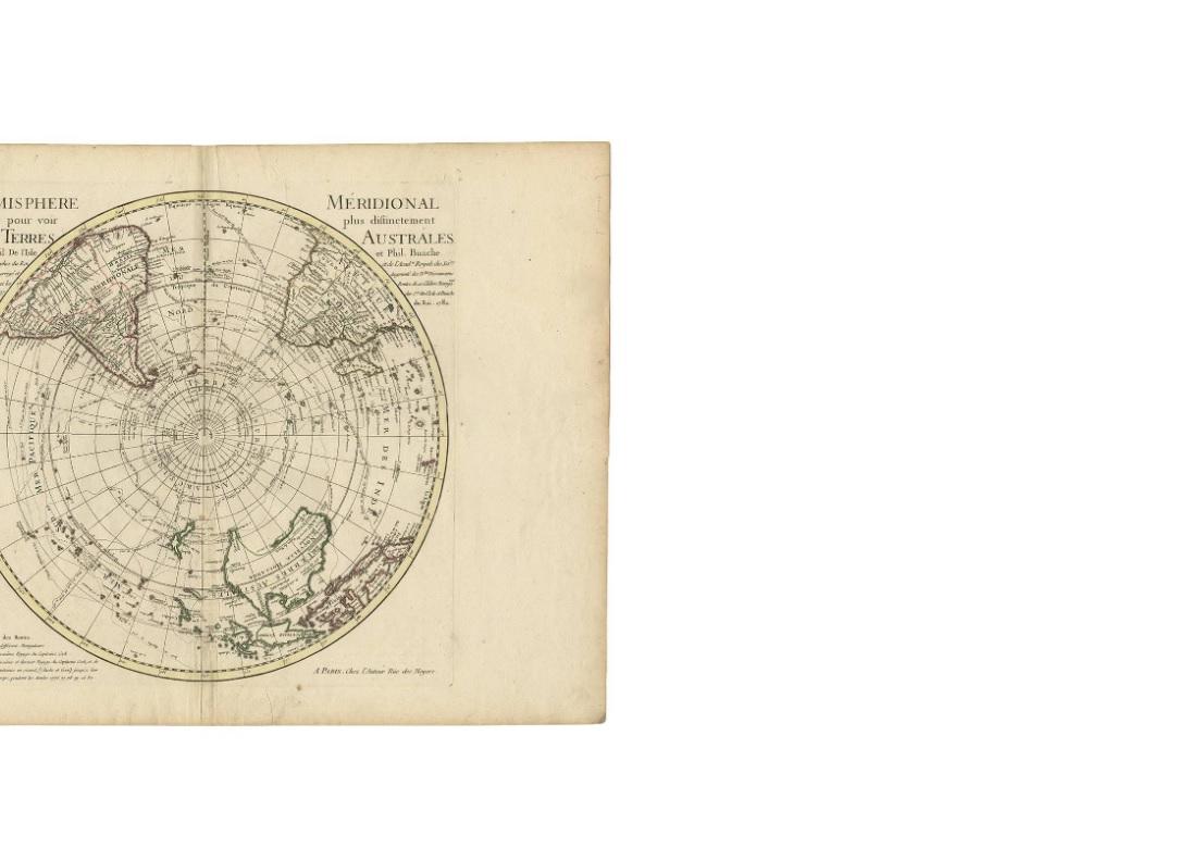 Antike Karte der südlichen Hemisphäre von G. de L'Isle, um 1783 im Zustand „Gut“ im Angebot in Langweer, NL