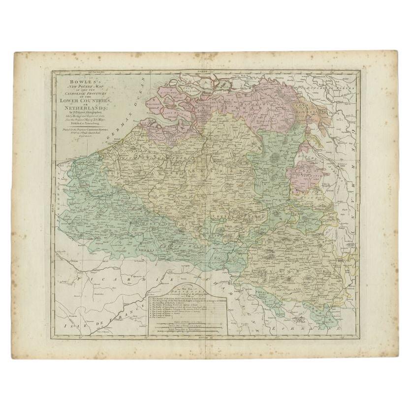 Antique Map of the Southern Netherlands by Bowles, c.1780 For Sale