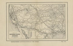 Antique Map of the Southern Pacific Railroad, circa 1880