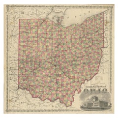 Carte ancienne de l'État de l'Ohio par Titus (1871)