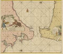 Antique Map of the Strait of Gibraltar by Van Keulen, circa 1705