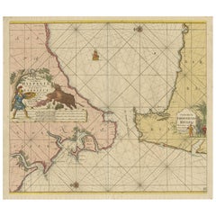 Antique Map of the Strait of Gibraltar by Van Keulen, circa 1705