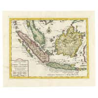 Antique Colourful Map of the Island of Java and Madura, Indonesia, C ...