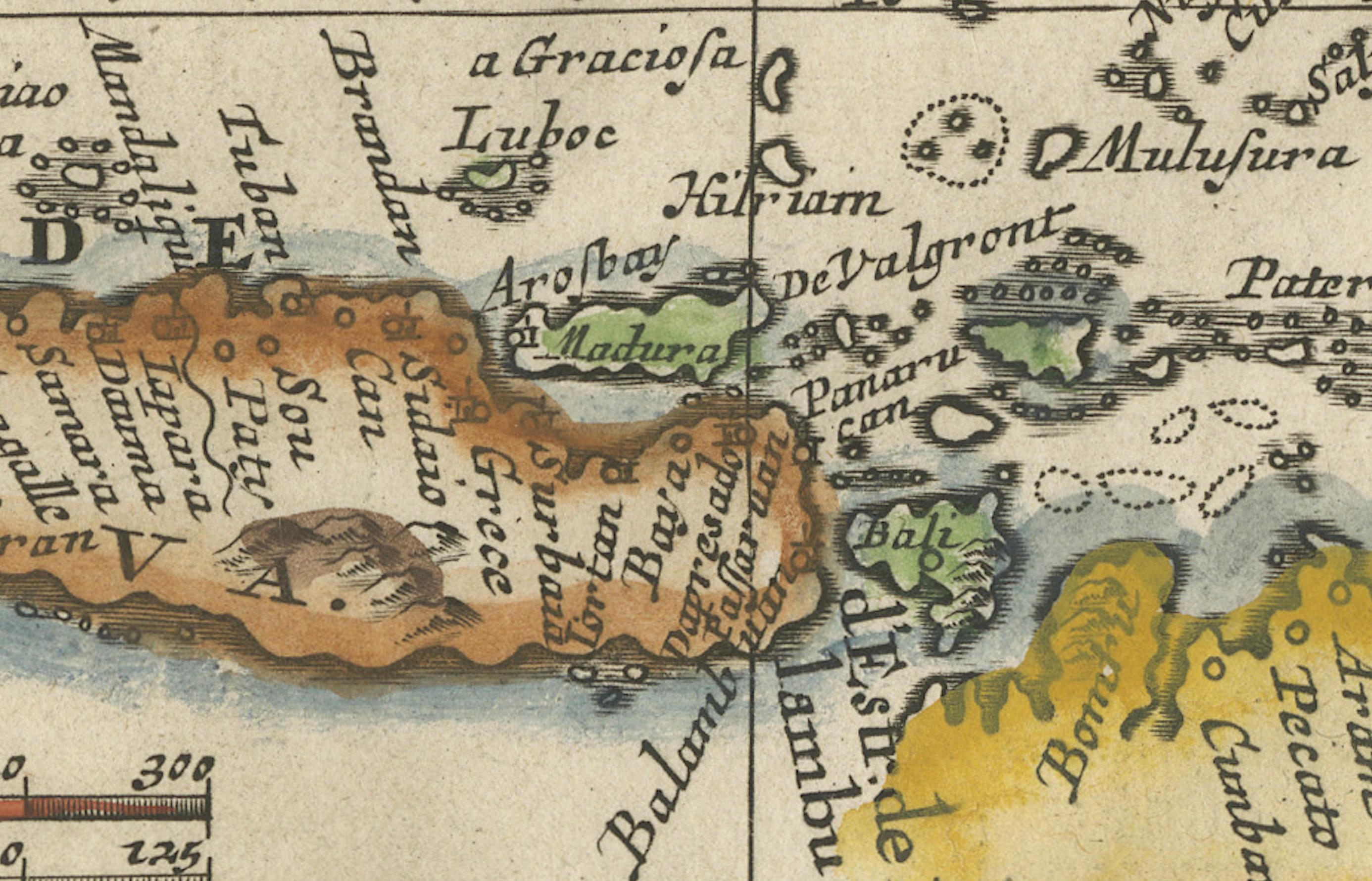 Antique Map of the Sunda Islands Including Sumatra, Java, and Borneo, 1705  In Good Condition For Sale In Langweer, NL