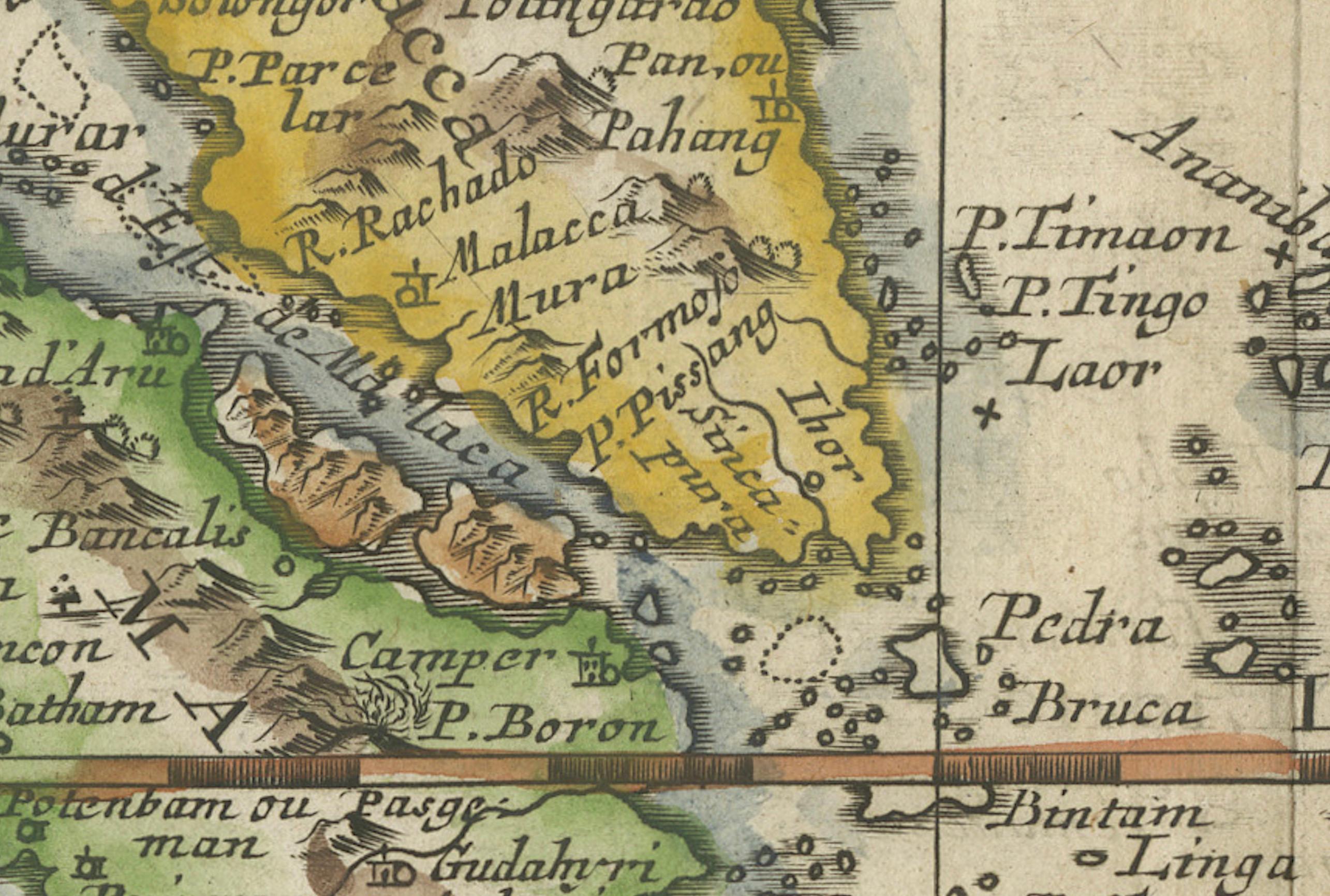 Early 18th Century Antique Map of the Sunda Islands Including Sumatra, Java, and Borneo, 1705  For Sale