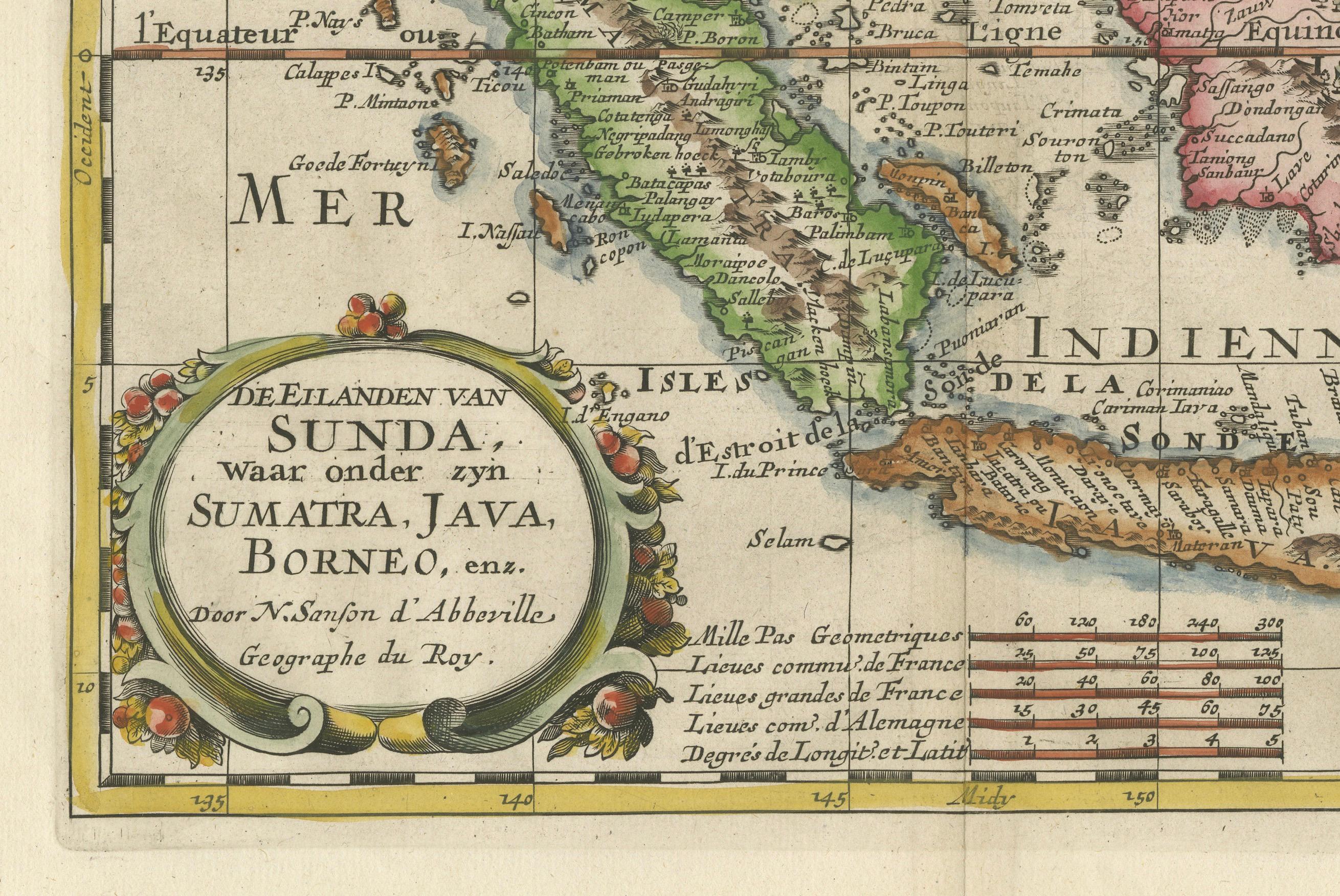 Paper Antique Map of the Sunda Islands Including Sumatra, Java, and Borneo, 1705  For Sale