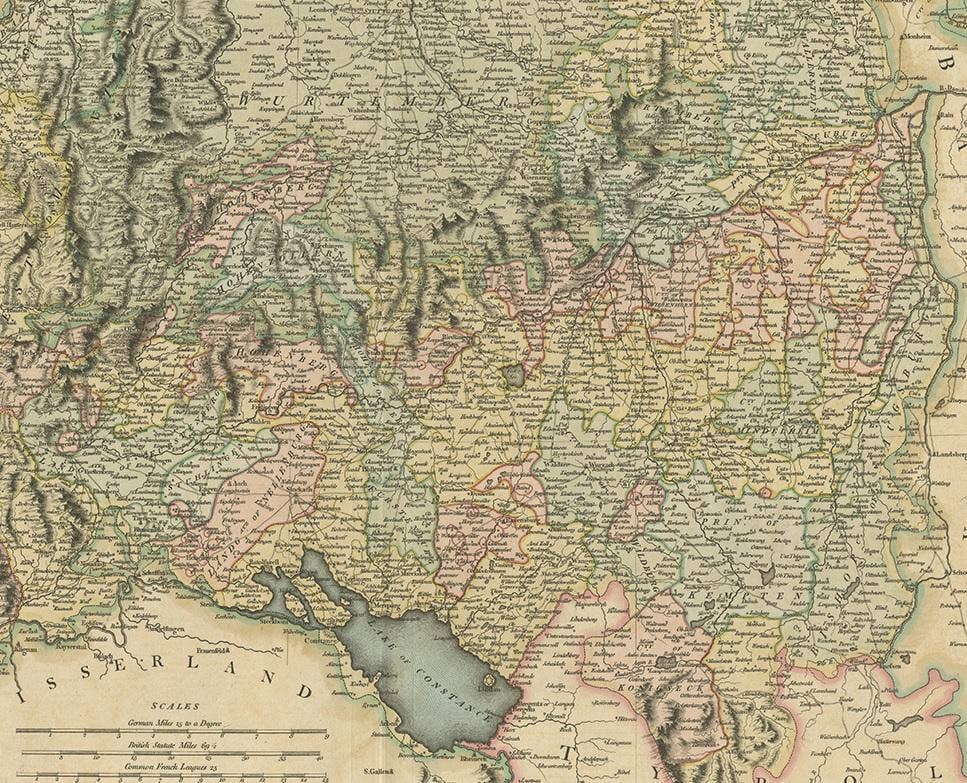Antique Map of the Swabia Region of Germany by Cary, '1811'