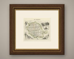 Antique Map of the Tarn, Albi and the Navigator La Perouse, circa 1860