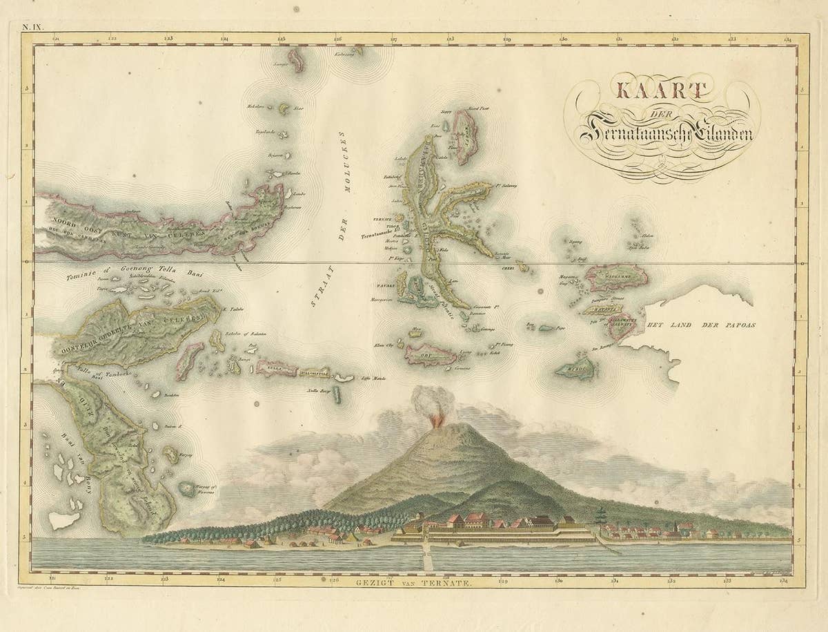 Antique Map of the Ternate Islands by Van den Bosch '1818'
