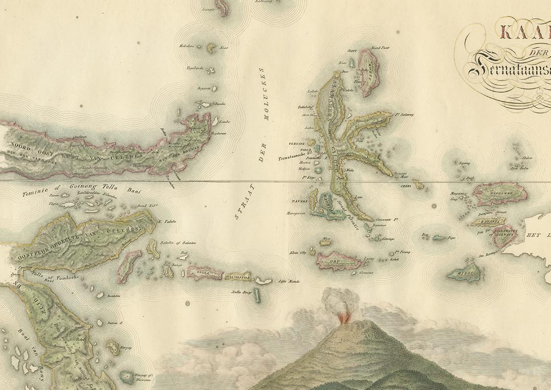 Carte ancienne des îles Ternate par Van den Bosch '1818' Bon état - En vente à Langweer, NL