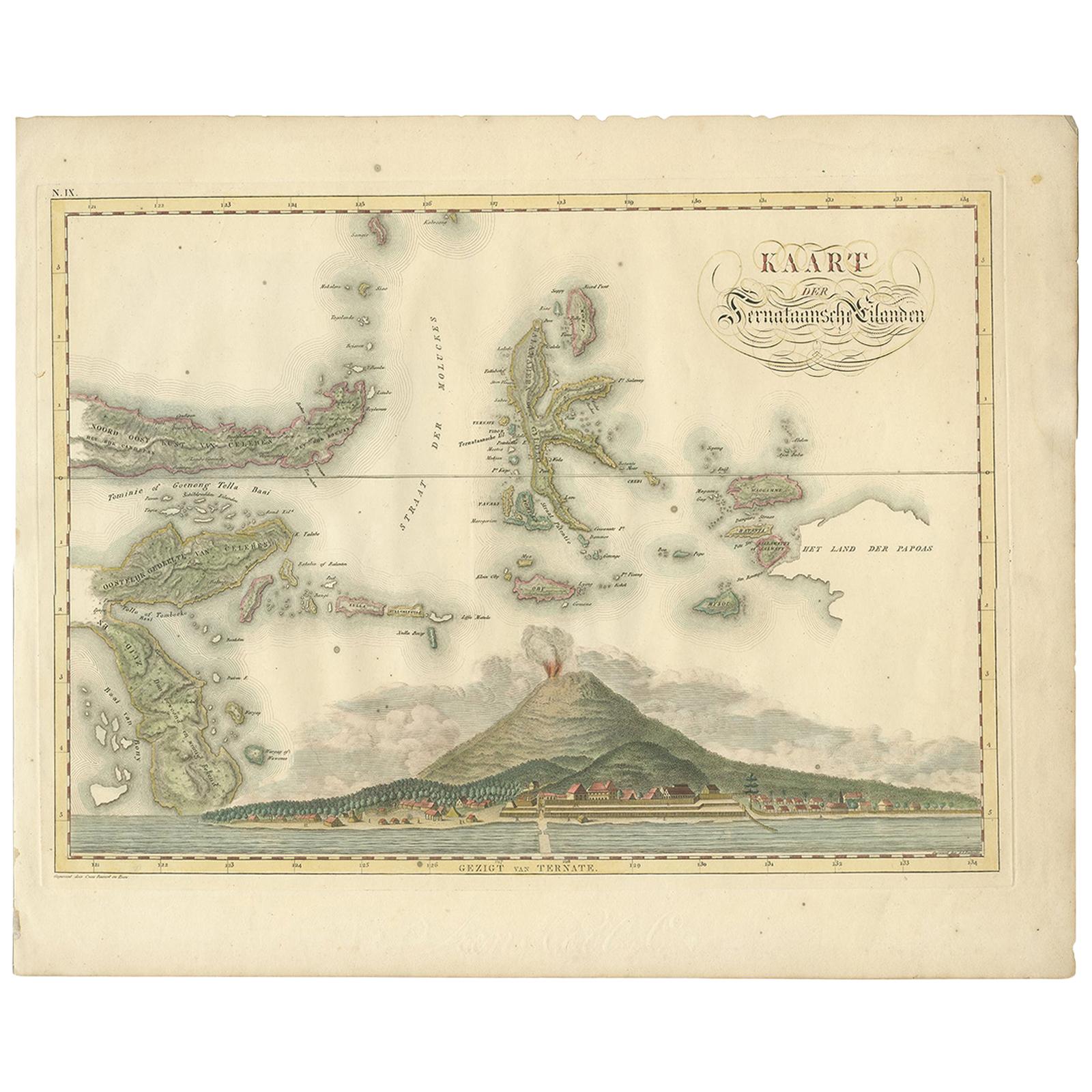 Antique Map of the Ternate Islands by Van den Bosch '1818'