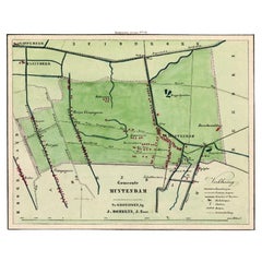 Carte ancienne de la ville de Muntendam à Groningen, aux Pays-Bas, 1862