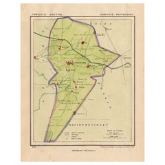 Carte ancienne de la ville de Westerbork, Drenthe aux Pays-Bas, 1865