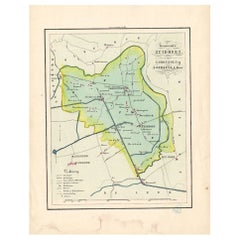 Carte ancienne du comté de Zuidhorn aux Pays-Bas, 1862