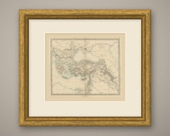 Antique Map of the Turkish Empire and Greece, Treaty of Paris Boundary, 1858