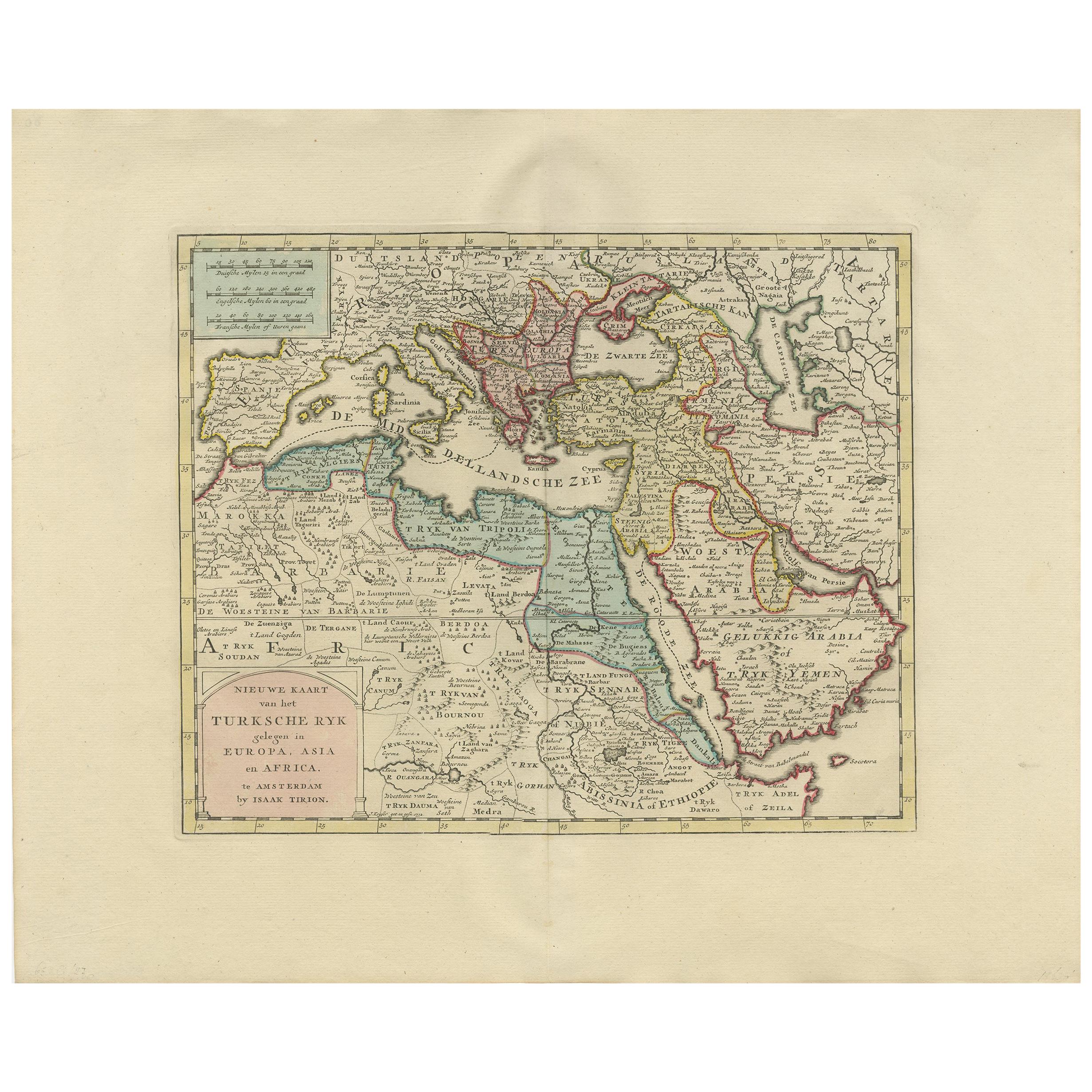 Carte ancienne de l'Empire turc par Tirion, vers 1760