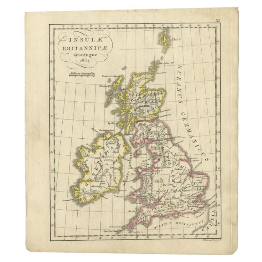 Antique Map of the United Kingdom and Ireland, circa 1825 For Sale