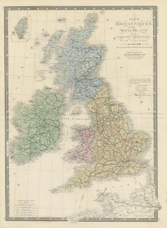 Original Antique Map of the United Kingdom and Ireland, Published in 1875