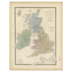Antique Map of the United Kingdom and Ireland by Levasseur, '1875'