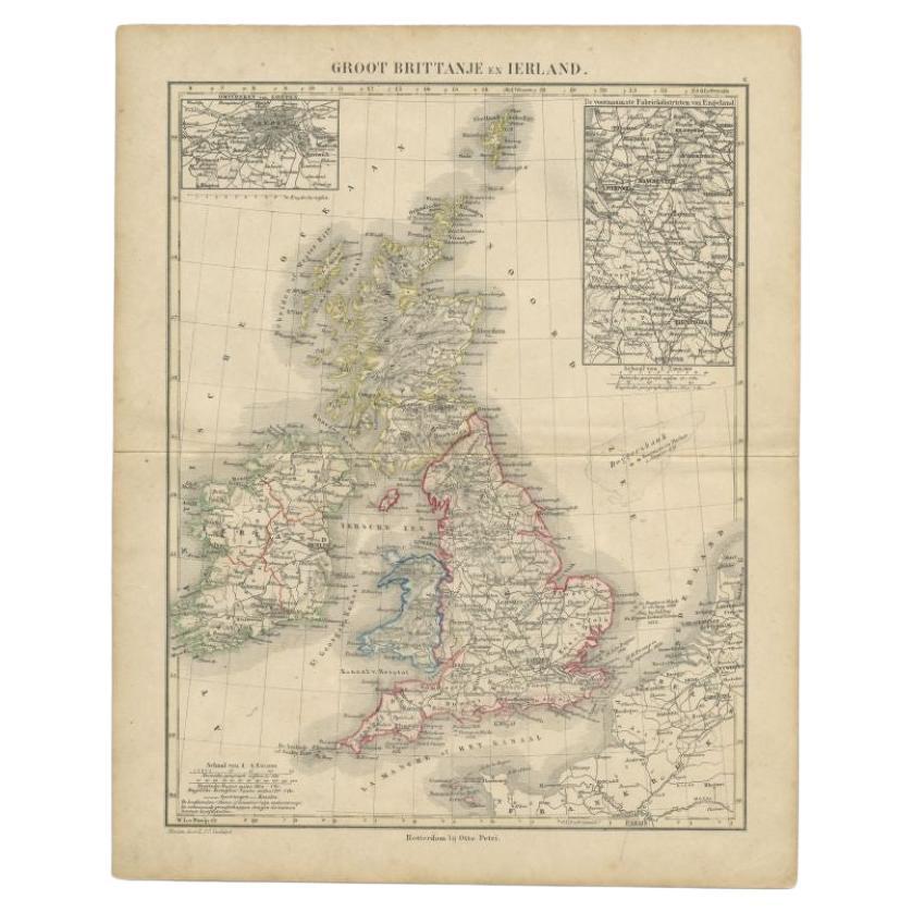 Antique Map of the United Kingdom and Ireland, c.1873 For Sale