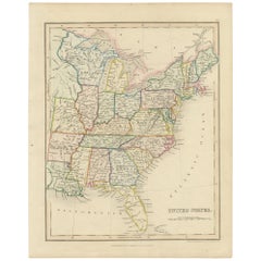 Carte originale des États-Unis colorée à la main, datant d'environ 1845