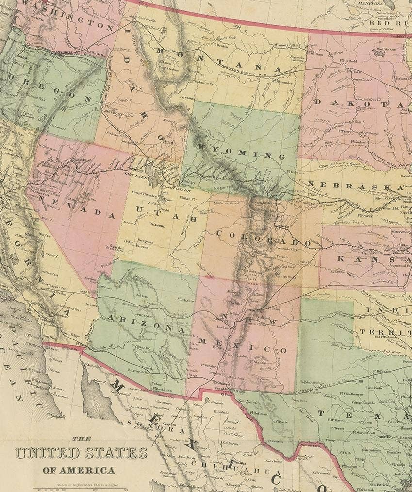 Antique Map of the United States by Titus '1871'