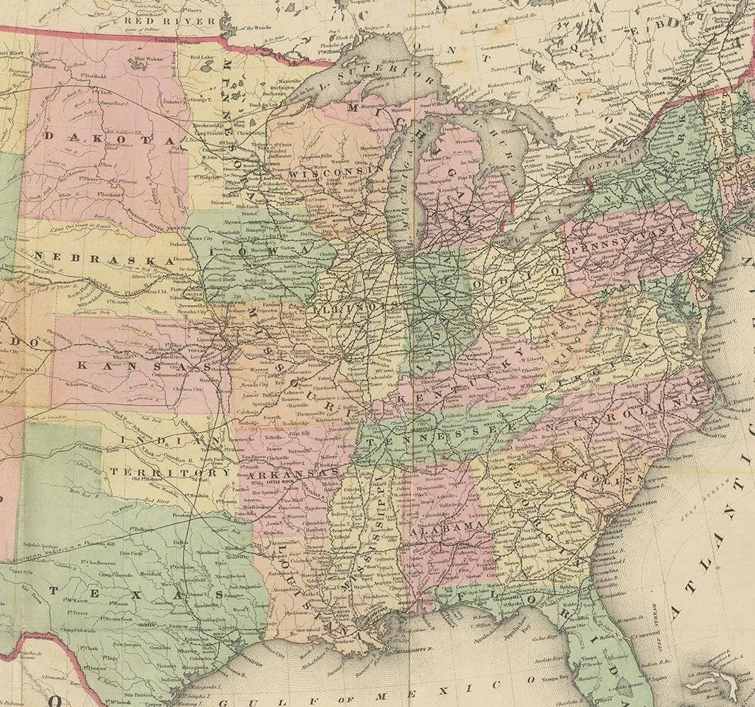 Antique Map of the United States by Titus '1871'