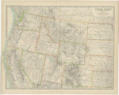 Antique Map of the United States 'North West' by Johnston, '1909'