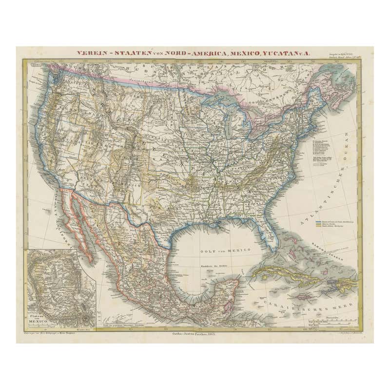 Texas Inset Map Antique Map of the Eastern United States with Inset Map of Texas For ...