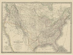Mappa antica degli Stati Uniti d'America di Lapie del 1842