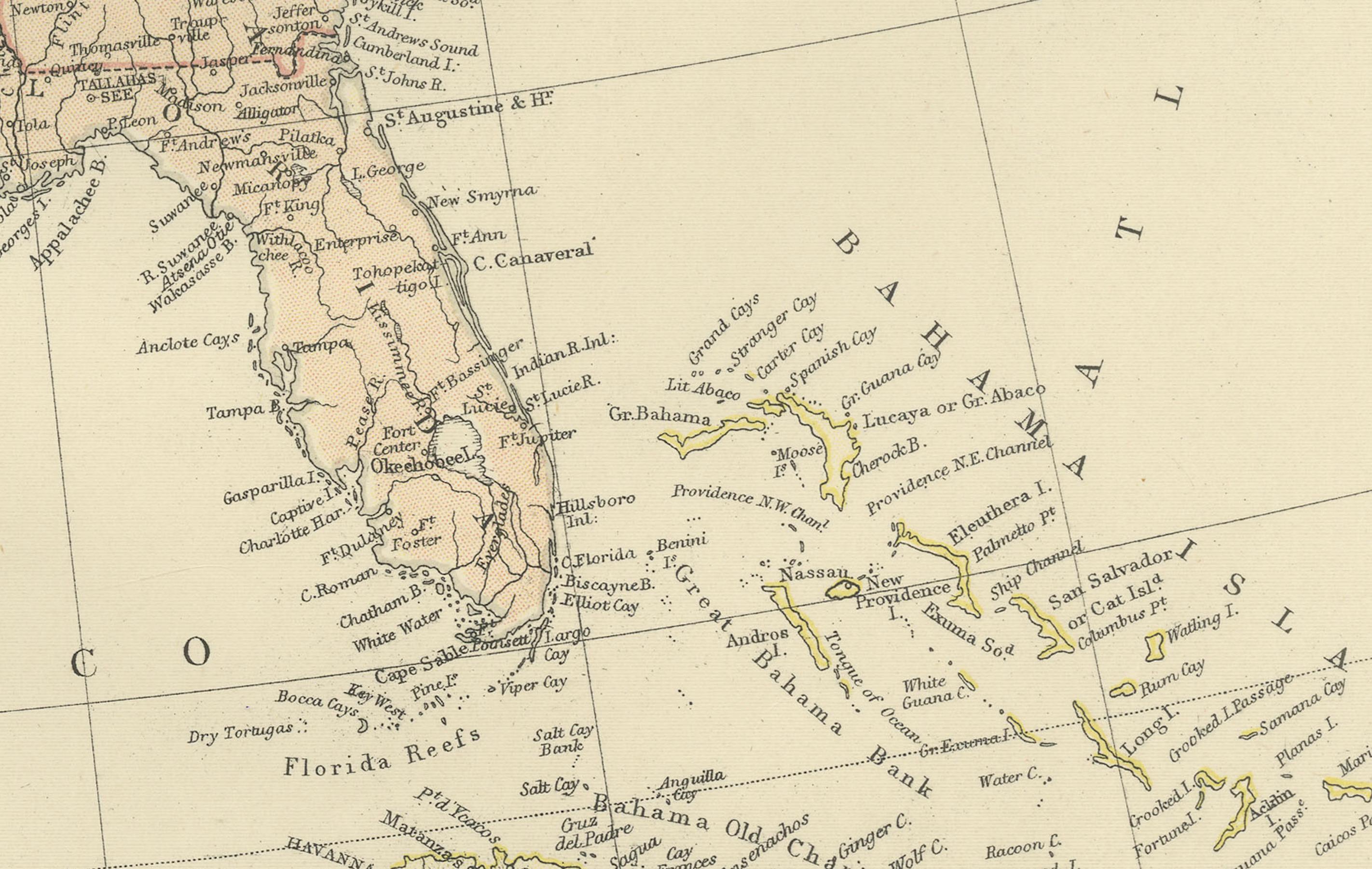Fin du XIXe siècle Carte ancienne des États-Unis d'Amérique du Nord, 1882 en vente