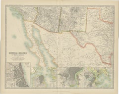 Antique Map of the United States of North America by Johnston '1909'
