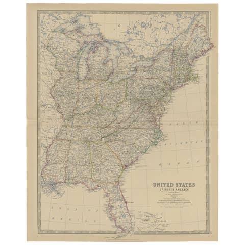 Antique Map of the United States of North America, c.1882
